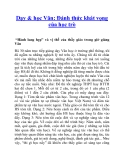 Dạy & học Văn: Đánh thức khát vọng của học trò