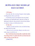 HƯỚNG DẪN THỰC HÀNH LẬP BÁO CÁO THUẾ