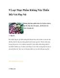 9 Loại Thực Phẩm Không Nên Thiếu Đối Với Phụ Nữ