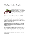 Công Dụng Của Quả Măng Cụt