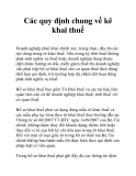 Các quy định chung về kê khai thuế