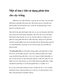 Một số lưu ý khi sử dụng phân bón cho cây trồng