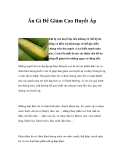 Ăn Gì Để Giảm Cao Huyết Áp