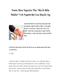 Nước Hoa Nguyên Tắc “Ba Ít Bốn Nhiều” Với Người Bị Cao Huyết Áp
