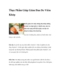 Thực Phẩm Giúp Giảm Đau Do Viêm Khớp