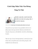 Cách Giúp Nhân Viên Văn Phòng Tăng Trí Nhớ