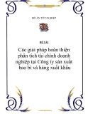 Đề tài: “ Các giải pháp hoàn thiện phân tích tài chính doanh nghiệp tại Công ty sản xuất bao bì và hàng xuất khẩu ”