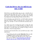 Cách tìm Driver cho các thiết bị của máy vi tính