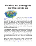 Ghi nhớ – một phương pháp học tiếng anh hiệu quả