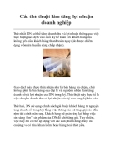 Các thủ thuật làm tăng lợi nhuận doanh nghiệp