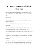 KỸ THUẬT TRỒNG CHÈ SHAN VÙNG CAO