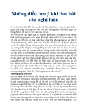 Những điều lưu ý khi làm bài văn nghị luận