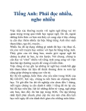 Tiếng Anh: Phải đọc nhiều, nghe nhiều