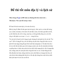 Để thi tốt môn địa lý và lịch sử 