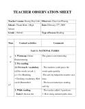 TEACHER OBSERVATION SHEET