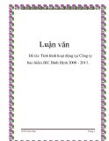 Đề tài: Tình hình hoạt động tại Công ty bảo hiểm BIC Bình Định 2008 - 2011.