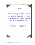 Đề tài " HOẠT ĐỘNG QUẢN LÝ VÀ CÔNG TÁC KẾ TOÁN NGUYÊN VẬT LIỆU, CÔNG CỤ DỤNG CỤ TẠI CÔNG TY CỔ PHẦN MAY HƯNG YÊN "