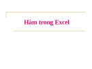 Bài giảng: Hàm trong Excel