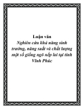 Luận văn: Nghiên cứu khả năng sinh trưởng, năng suất và chất lượng một số giống ngô nếp lai tại tỉnh Vĩnh Phúc