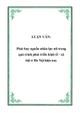 LUẬN VĂN:  Phát huy nguồn nhân lực nữ trong quá trình phát triển kinh tế - xã hội ở Hà Nội hiện nay