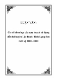 LUẬN VĂN:Cơ sở khoa học của quy hoạch sử dụng đất đai huyện Lộc Bình-