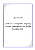 LUẬN VĂN:  Lợi ích kinh tế của người lao động trong các doanh nghiệp nhà nước sau cổ phần hóa ở Bình Định