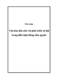 Tiểu luận:  Văn hóa dân chủ với phát triển xã hội trong điều kiện Đảng cầm quyền