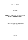 LUẬN VĂN:TRÍCH CHỌN THÔNG TIN Y TẾ TIẾNG VIỆT CHO BÀI TOÁN TÌM KIẾM NGỮ NGHĨA