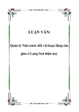 LUẬN VĂN:  Quản lý Nhà nước đối với hoạt động tôn giáo ở Lạng Sơn hiện nay