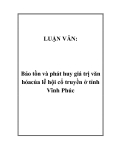 LUẬN VĂN:  Bảo tồn và phát huy giá trị văn hóa của lễ hội cổ truyền ở tỉnh Vĩnh Phúc