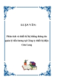 LUẬN VĂN:  Phân tích và thiết kế hệ thống thông tin quản lý tiền lương tại Công ty thiết bị điện Cửu Long 