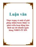 Luận văn: Thực trạng và một số giải pháp nhằm hoàn thiện và phát triển hoạt động bảo lãnh tại chi nhánh ngân hàng NHĐT-PT HN