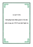 LUẬN VĂN:  Giải pháp hoàn thiện quản lý vốn nhà nước trong các CTCP của tỉnh Nghệ An