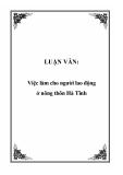 LUẬN VĂN:Việc làm cho người lao động ở nông thôn Hà Tĩnh 