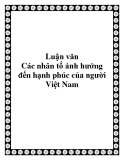Luận văn: Các nhân tố ảnh hưởng đến hạnh phúc của người Việt Nam