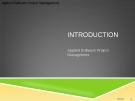 Applied Software Project Management - INTRODUCTION