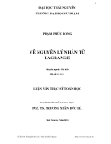 Luận văn: VỀ NGUYÊN LÝ NHÂN TỬ LAGRANGE