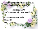 BÀI TIỂU LUẬN MÔN VI SINH VẬT MÔI TRƯỜNG