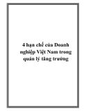 4 hạn chế của Doanh nghiệp Việt Nam trong quản lý tăng trưởng