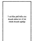 7 sai lầm phổ biến của doanh nhân trẻ về tài chính doanh nghiệp