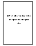 100 lời khuyên đầu tư bất động sản khôn ngoan nhất