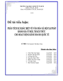 Đề Tài:    Phân tích sự khác biệt về văn hóa xã hội tại Pháp-đánh gía cơ hội, thách thức cho hoạt động kinh doanh quốc tế