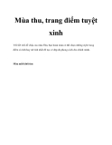 Mùa thu, trang điểm tuyệt xinh