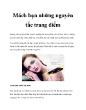 Mách bạn những nguyên tắc trang điểm