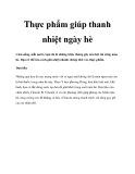 Thực phẩm giúp thanh nhiệt ngày hè