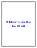 10 lời khuyên sống khỏe hơn 100 tuổi