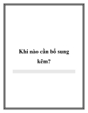 Khi nào cần bổ sung kẽm
