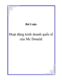 Bài Luận : Hoạt động kinh doanh quốc tế của Mc Donald.Hoạt động kinh doanh