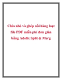 Chia nhỏ và ghép nối hàng loạt file PDF miễn phí đơn giản bằng Adolix Split & Merg