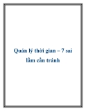 Quản lý thời gian – 7 sai lầm cần tránh